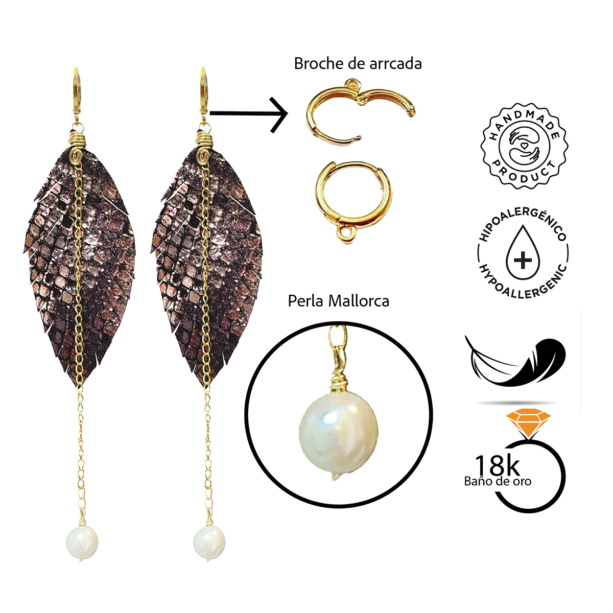 Foto 4 pulgar | Aretes Largos Mujer Accesorios Vangania Con Perla Y Cadena