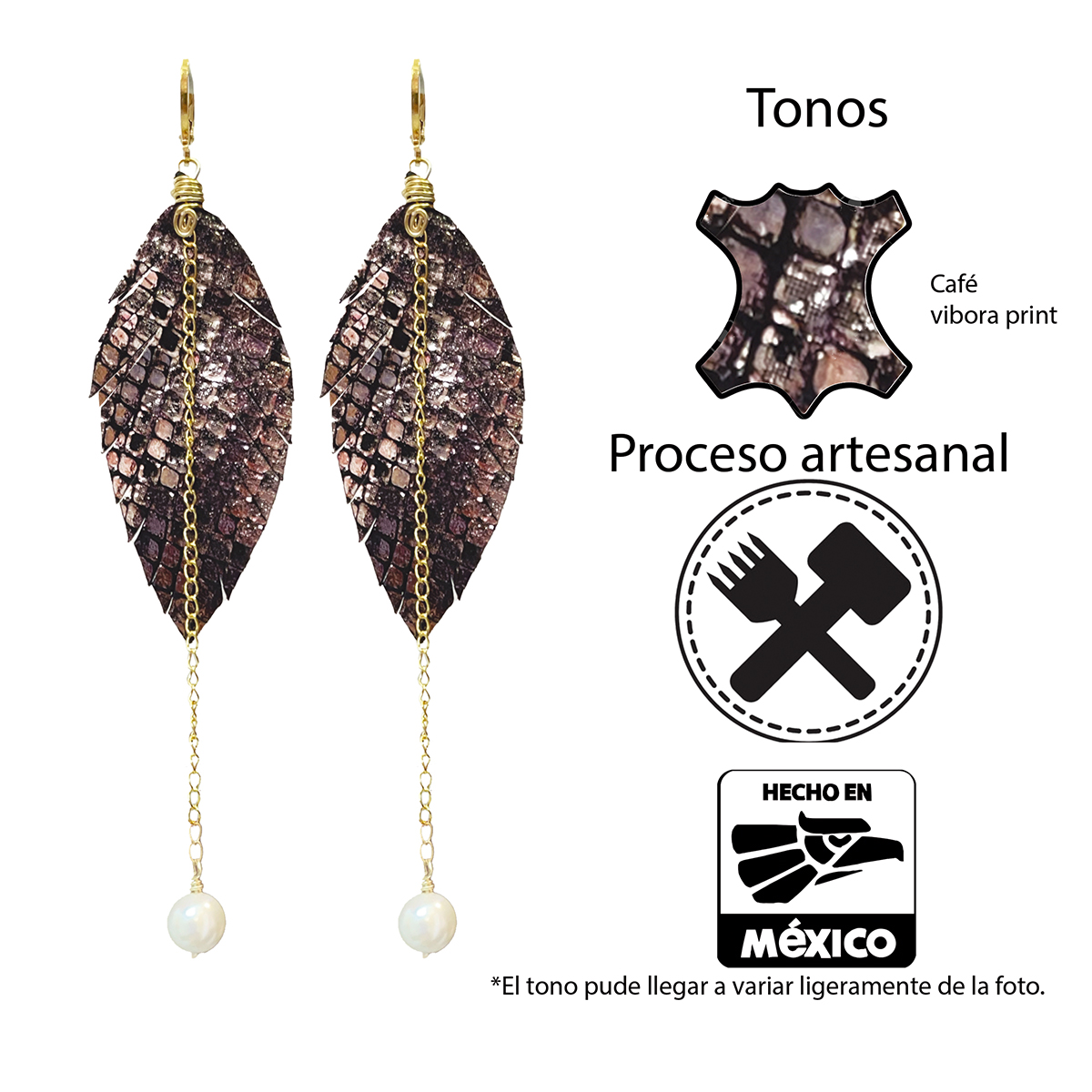 Foto 5 pulgar | Aretes Largos Mujer Accesorios Vangania Con Perla Y Cadena
