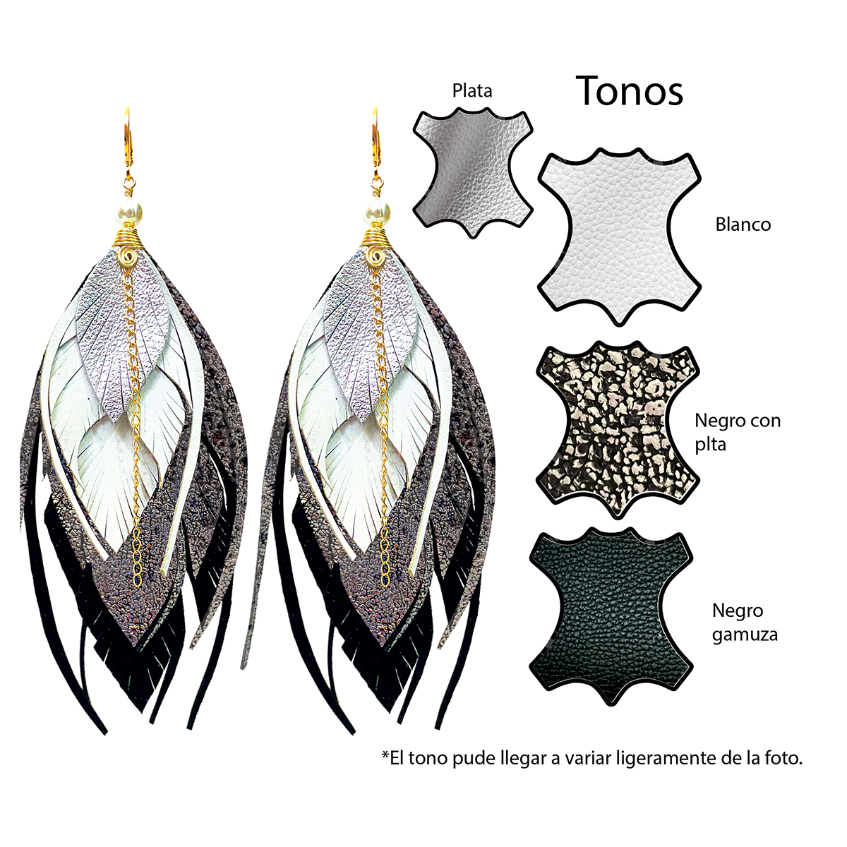 Foto 2 | Aretes Largos De Mujer Vangania Negros Regalo Mujer Joyería