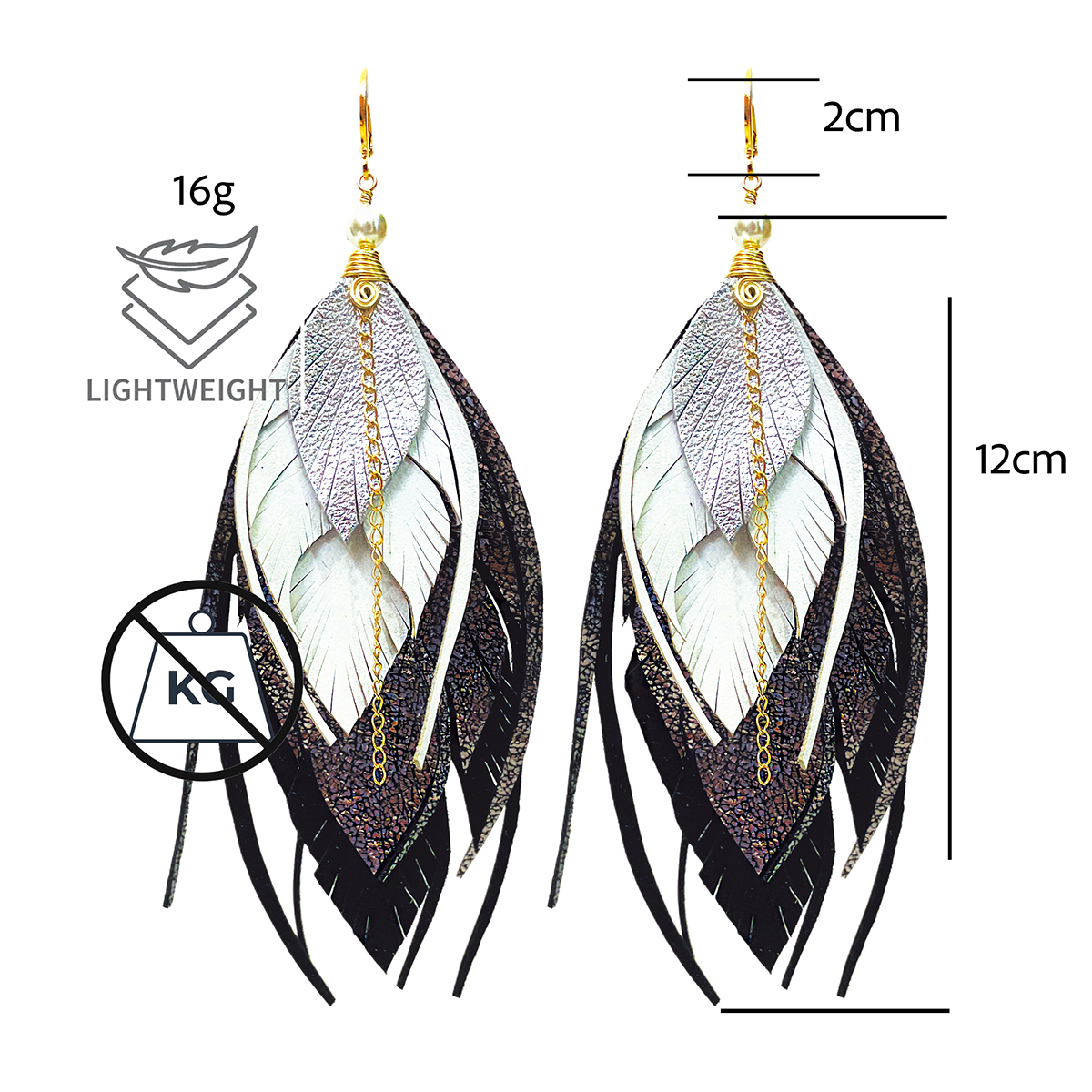 Foto 3 | Aretes Largos De Mujer Vangania Negros Regalo Mujer Joyería