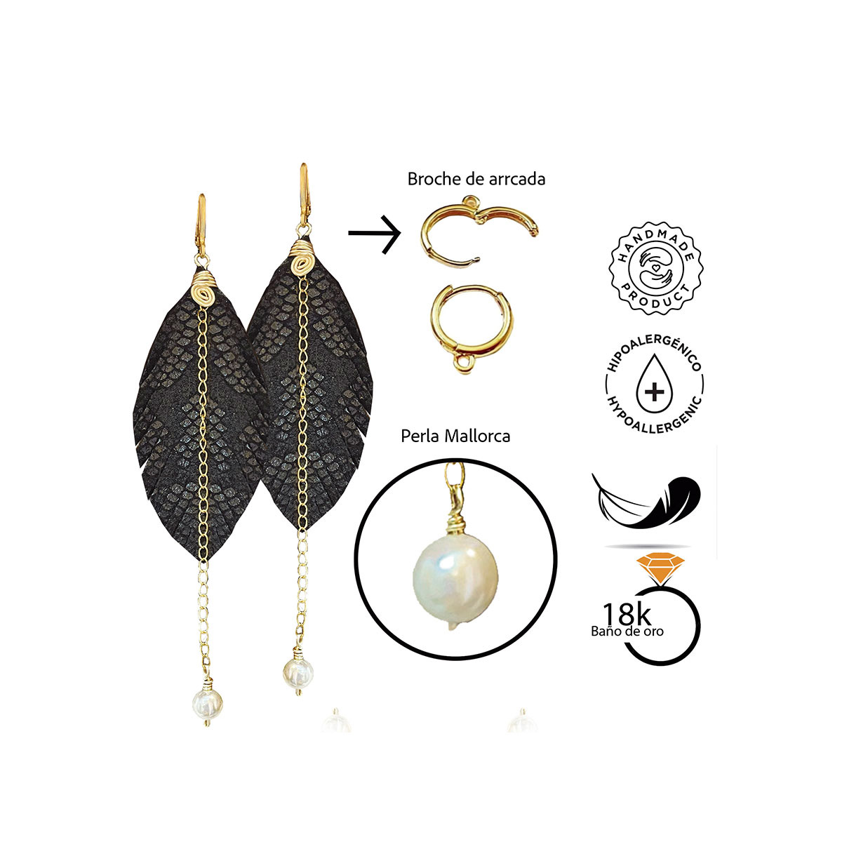 Foto 3 | Aretes Largos Mujer Accesorios Vangania Con Perla Y Cadena