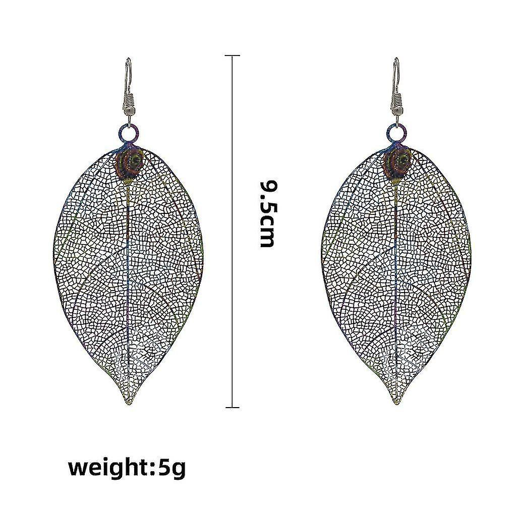Foto 3 pulgar | Pendientes Huoguo  Forma De Gotas Metálicas Con Borlas De Hojas De Doble Capa - Venta Internacional.