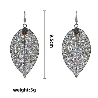 Foto 2 | Pendientes Huoguo Forma De Gotas Metálicas Con Borlas De Hojas De Doble Capa - Venta Internacional.