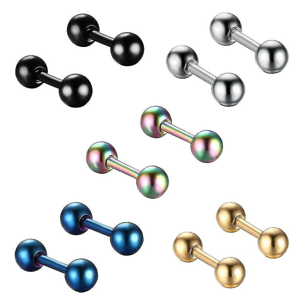 Foto 2 pulgar | Juego De 5 Pares De Pendientes Huoguo Con Forma De Barra De Acero Inoxidable - Venta Internacional.
