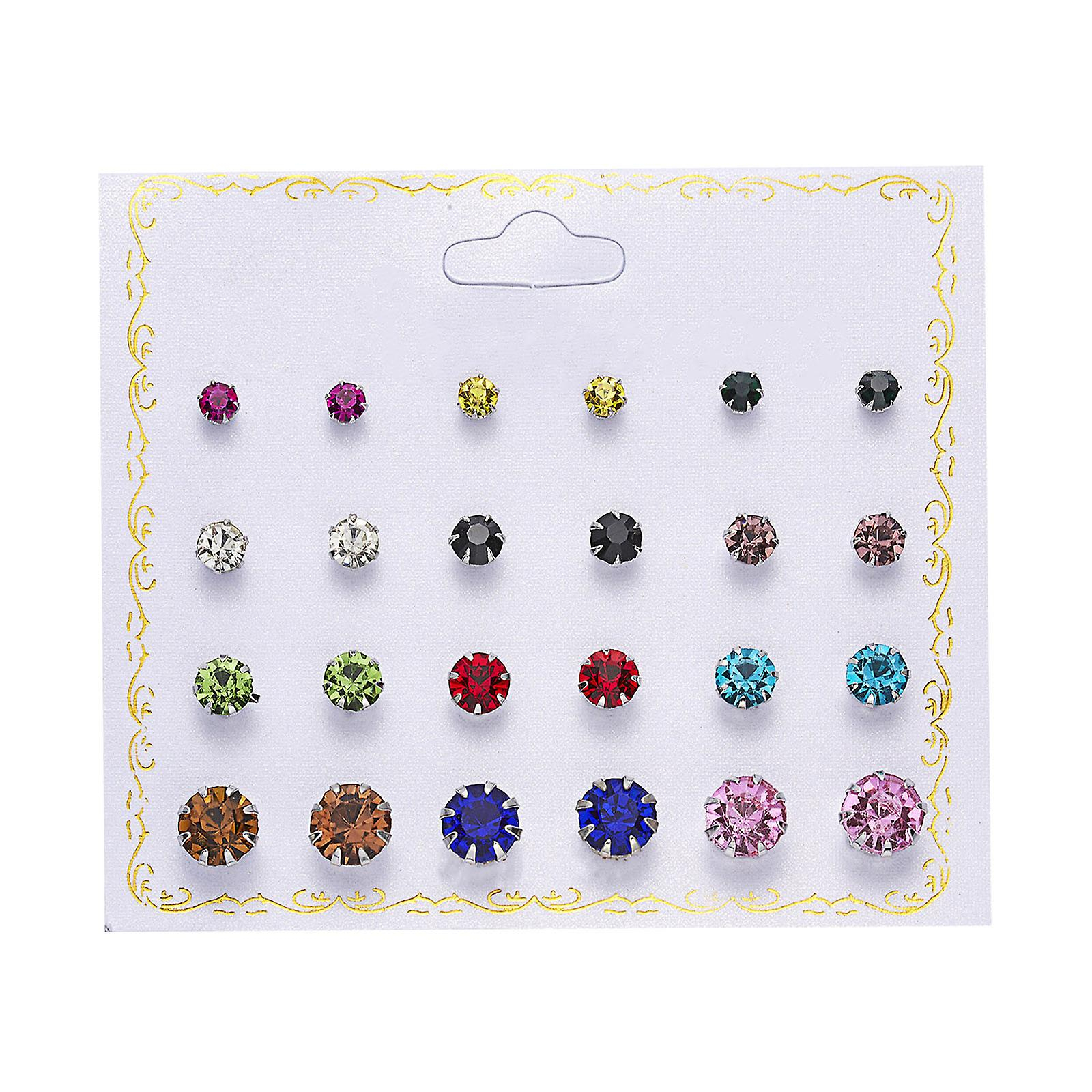 Foto 2 pulgar | Pendientes Huoguo Con Tarjetas De Circonitas  12 Pares  Para Mujer - Venta Internacional.