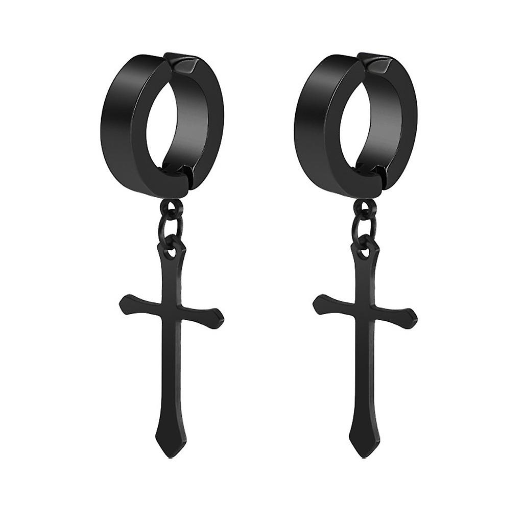Foto 2 pulgar | Pendientes Huoguo  Sin Piercings  Forma De Aro Colgante En Forma De Cruz  De Acero Inoxidable - Venta Internacional.