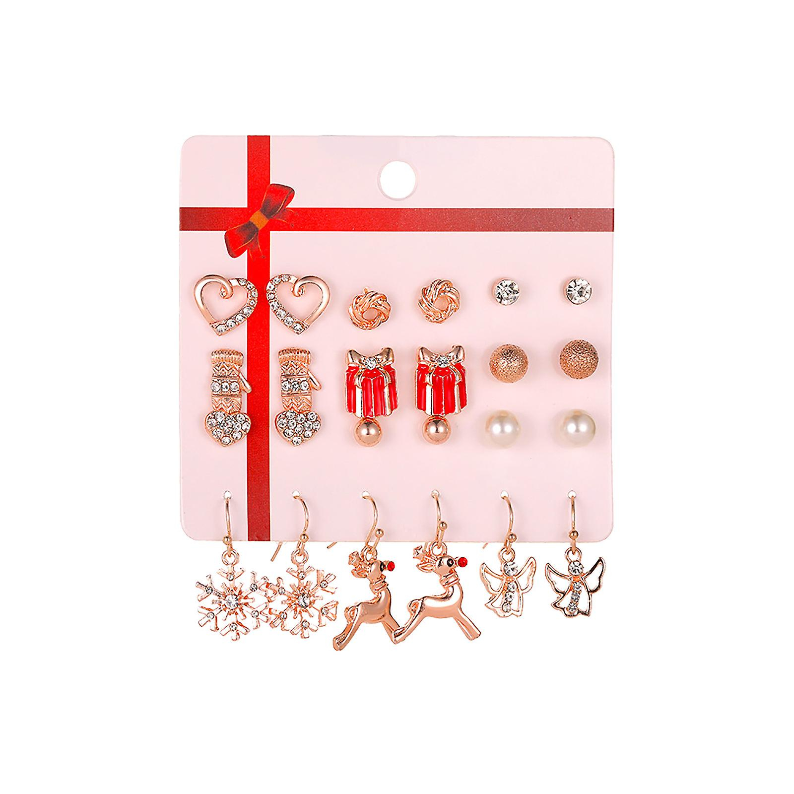 Foto 2 pulgar | Set Navideño De 12 Pares De Pendientes Huoguo Para Mujer - Venta Internacional.