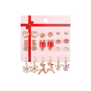 Foto 1 | Set Navideño De 12 Pares De Pendientes Huoguo Para Mujer - Venta Internacional.