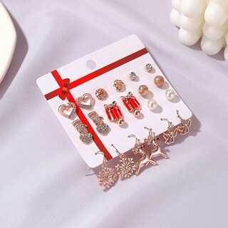 Foto 2 | Set Navideño De 12 Pares De Pendientes Huoguo Para Mujer - Venta Internacional.