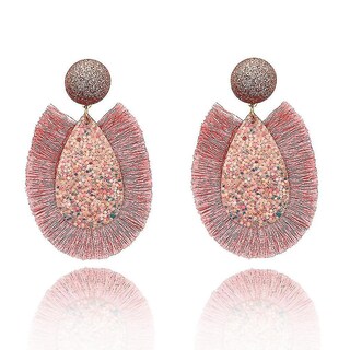 Foto 1 | Pendientes Huoguo Dewdrop Exagerados Con Lentejuelas Y Borla Rosa - Venta Internacional.
