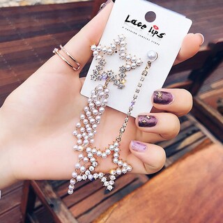 Foto 3 | Pendientes Huoguo Perlas Asimétricas Con Forma De Estrella De Cinco Puntas Y Borla - Venta Internacional.