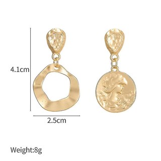 Foto 3 | Pendientes Huoguo Retrato Redondo Estilo Francés Asimétrico - Venta Internacional.