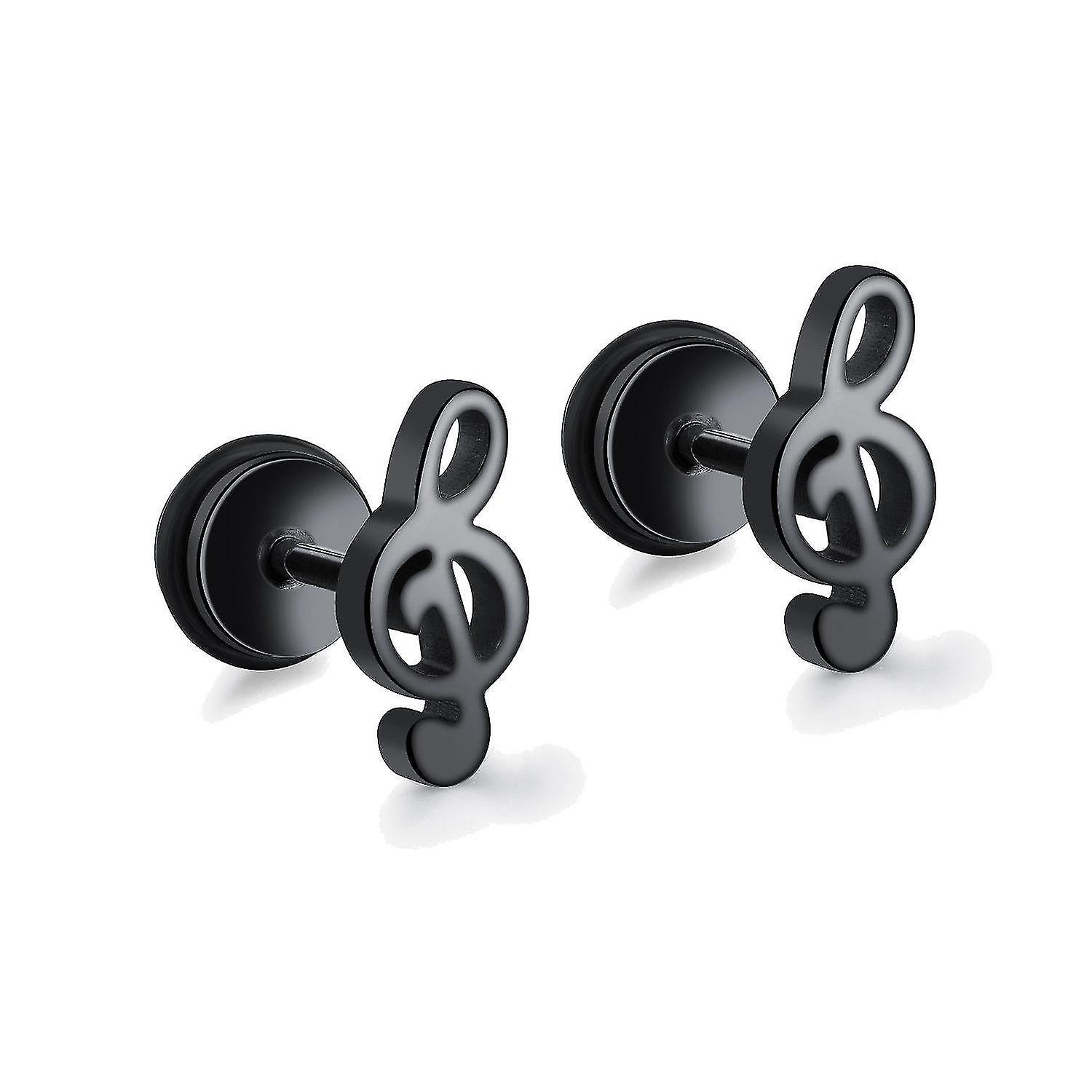 Foto 2 pulgar | Pendientes Huoguo Music Note De Acero Inoxidable Negros - Venta Internacional.