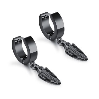Foto 2 | Pendientes Huoguo En Forma De Argolla De Acero Inoxidable Con Forma De Hoja Colgante 3 Pares - Venta Internacional.
