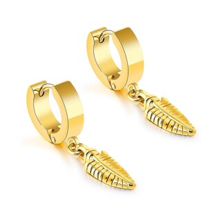 Foto 3 | Pendientes Huoguo En Forma De Argolla De Acero Inoxidable Con Forma De Hoja Colgante 3 Pares - Venta Internacional.