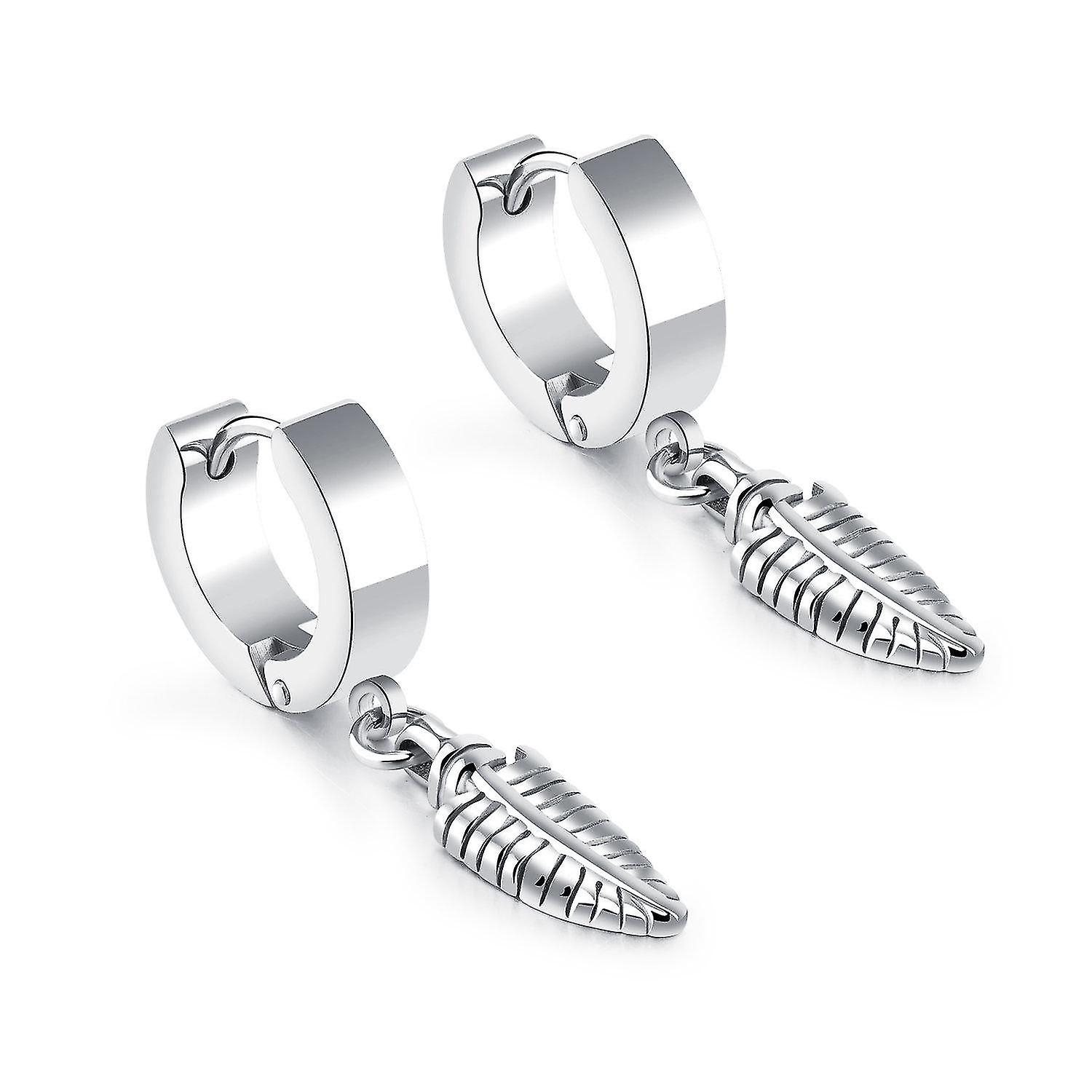 Foto 5 pulgar | Pendientes Huoguo En Forma De Argolla De Acero Inoxidable Con Forma De Hoja Colgante  3 Pares - Venta Internacional.