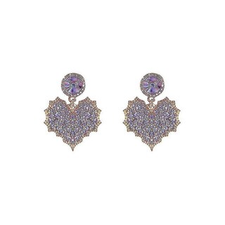 Foto 1 | Pendientes Huoguo En Forma De Gotas Con Forma De Corazón Morado Para Uso Diario - Venta Internacional.