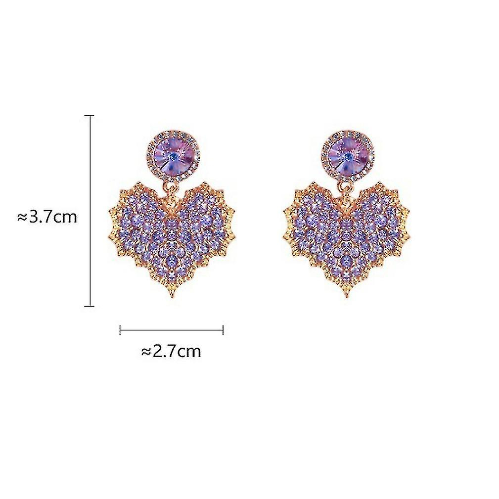 Foto 3 pulgar | Pendientes Huoguo En Forma De Gotas Con Forma De Corazón Morado Para Uso Diario - Venta Internacional.