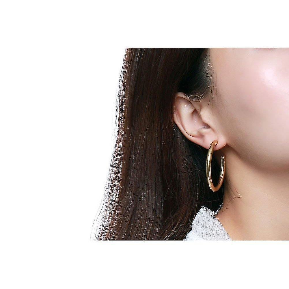 Foto 4 pulgar | Pendientes Huoguo Dorados De Acero Inoxidable Minimalistas De 42 Mm Para Mujer - Venta Internacional.