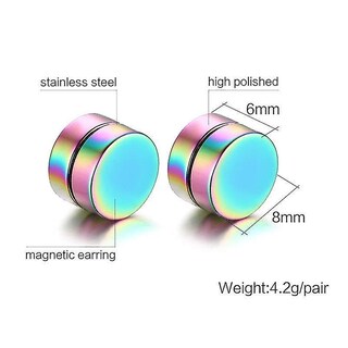 Foto 2 | Pendientes Huoguo Coloridos Pendientes Magnéticos De Acero Inoxidable De 8 Mm - Venta Internacional.