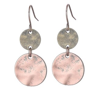Foto 1 | Pendientes Huoguo Disco Martillado Vintage Con Pátina Envejecida - Venta Internacional.