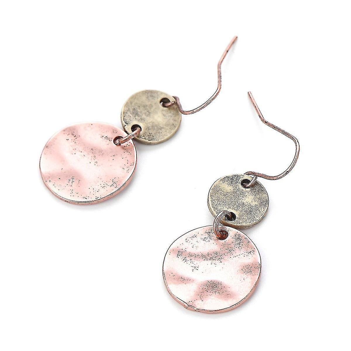 Foto 4 pulgar | Pendientes Huoguo  Disco Martillado Vintage Con Pátina Envejecida - Venta Internacional.