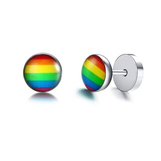 Foto 1 | Pendientes Huoguo De Acero Inoxidable Esmaltado Con Mancuernas Lgbt Pride - Venta Internacional.