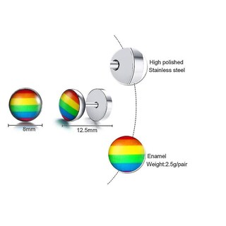 Foto 2 | Pendientes Huoguo De Acero Inoxidable Esmaltado Con Mancuernas Lgbt Pride - Venta Internacional.