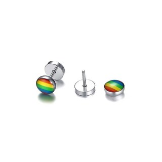 Foto 3 | Pendientes Huoguo De Acero Inoxidable Esmaltado Con Mancuernas Lgbt Pride - Venta Internacional.