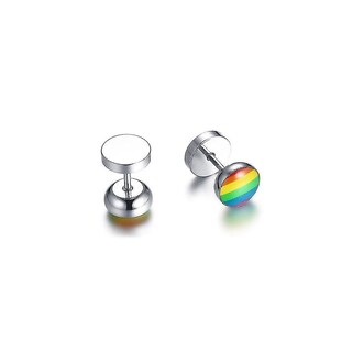 Foto 4 | Pendientes Huoguo De Acero Inoxidable Esmaltado Con Mancuernas Lgbt Pride - Venta Internacional.