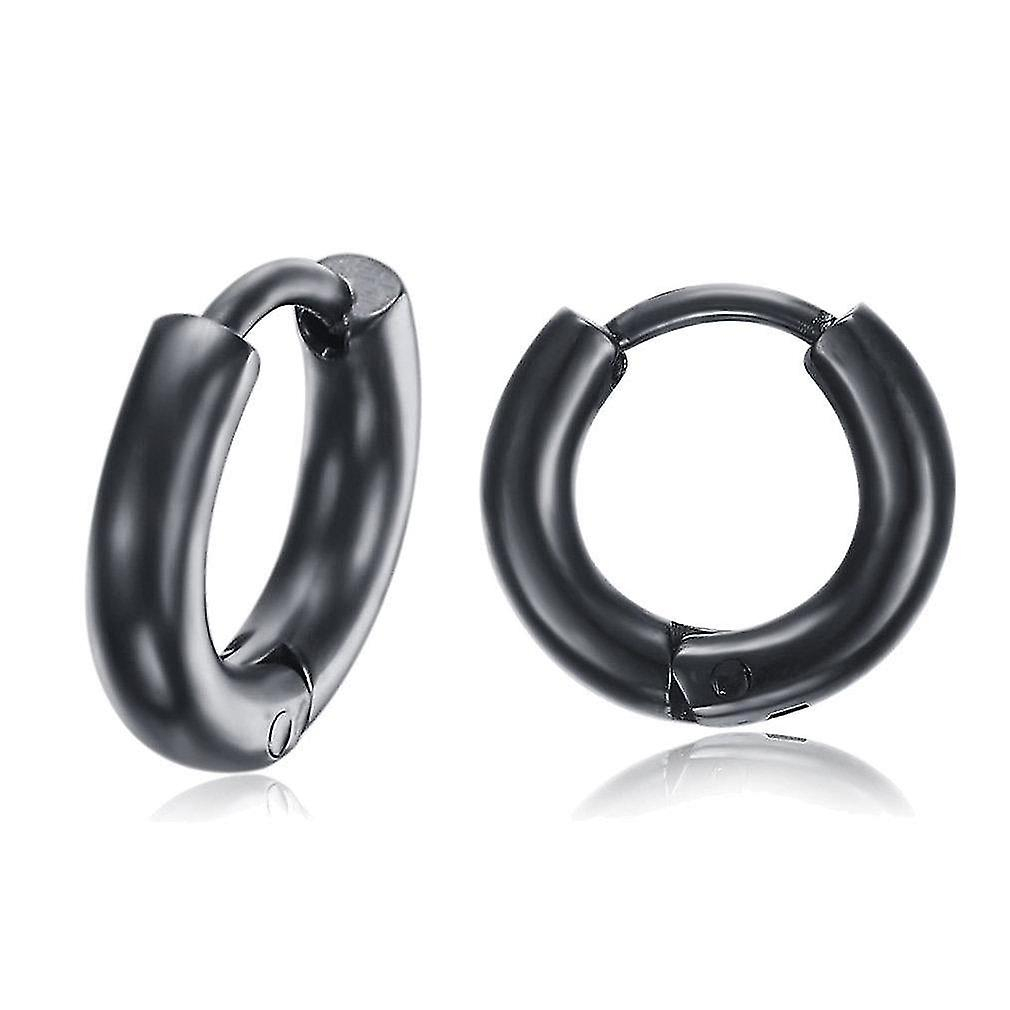 Foto 2 pulgar | Pendientes Huoguo  De Acero Inoxidable  Redondos  Sin Fin  Negros - Venta Internacional.