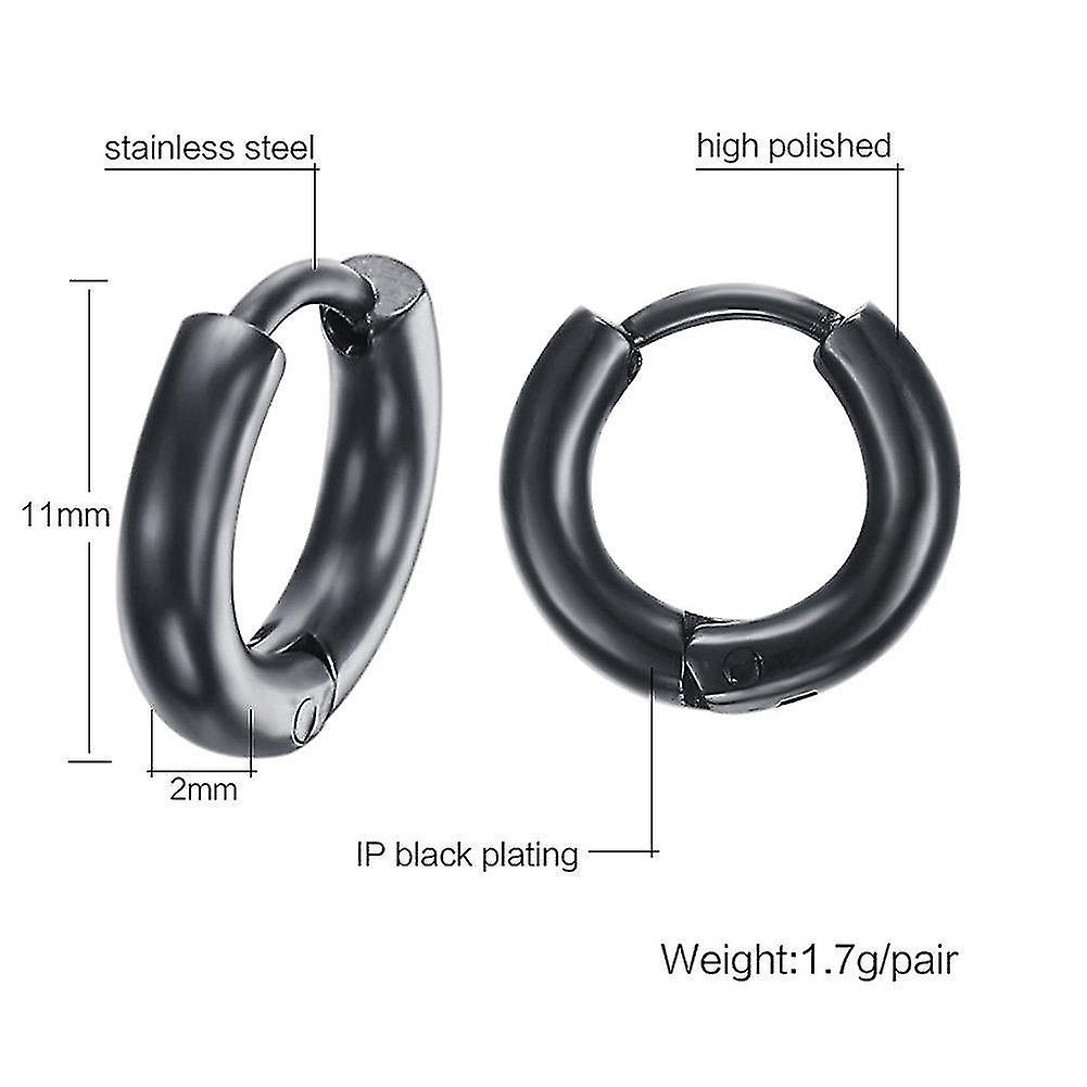 Foto 3 pulgar | Pendientes Huoguo  De Acero Inoxidable  Redondos  Sin Fin  Negros - Venta Internacional.
