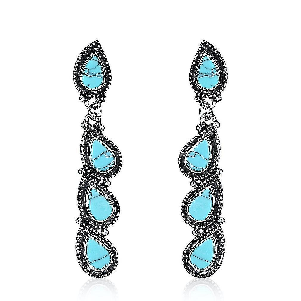 Foto 1 | Pendientes Huoguo  Hoja Larga  Aleación De Circonio Verde Turquesa - Venta Internacional.