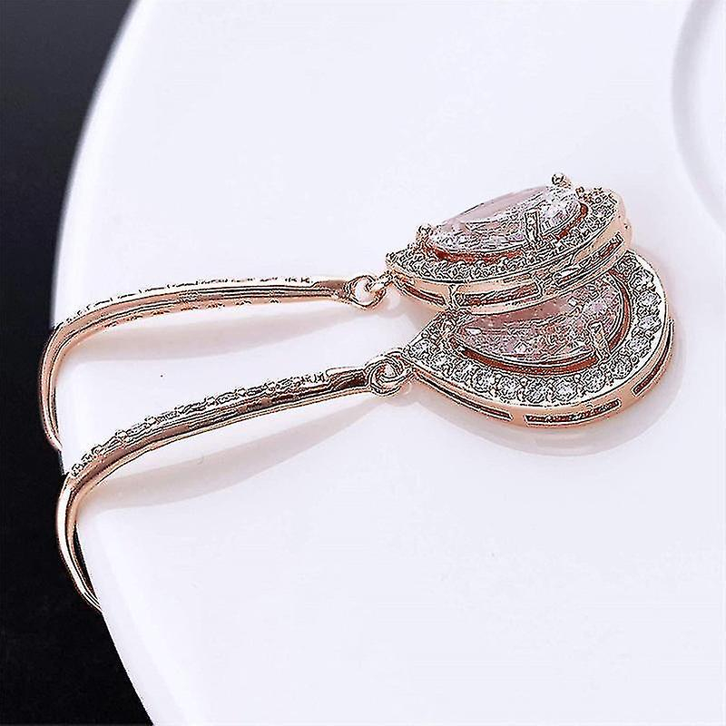 Foto 3 pulgar | Pendientes Huoguo De Plata 925 En Tono Oro Rosa Con Forma De Pera En Forma De Lágrima - Venta Internacional.