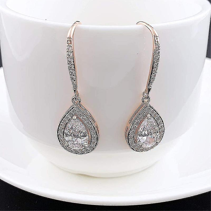 Foto 5 pulgar | Pendientes Huoguo De Plata 925 En Tono Oro Rosa Con Forma De Pera En Forma De Lágrima - Venta Internacional.