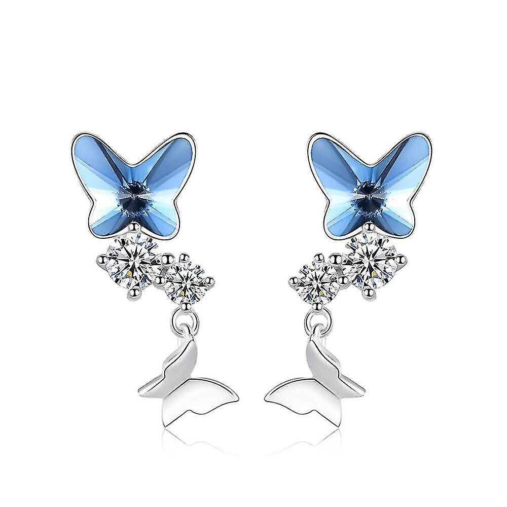 Foto 2 pulgar | Pendientes Huoguo Con Colgante De Mariposa Chapado En Plata Para Mujer - Venta Internacional.