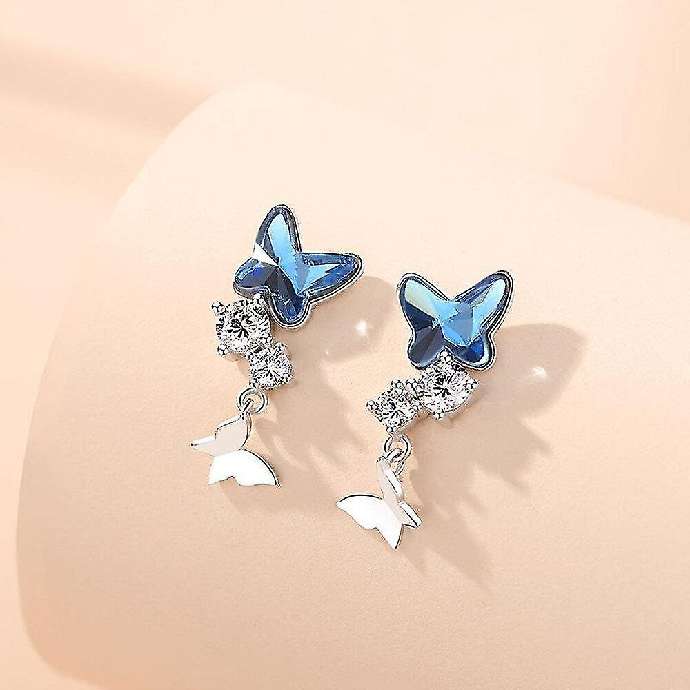 Foto 3 pulgar | Pendientes Huoguo Con Colgante De Mariposa Chapado En Plata Para Mujer - Venta Internacional.