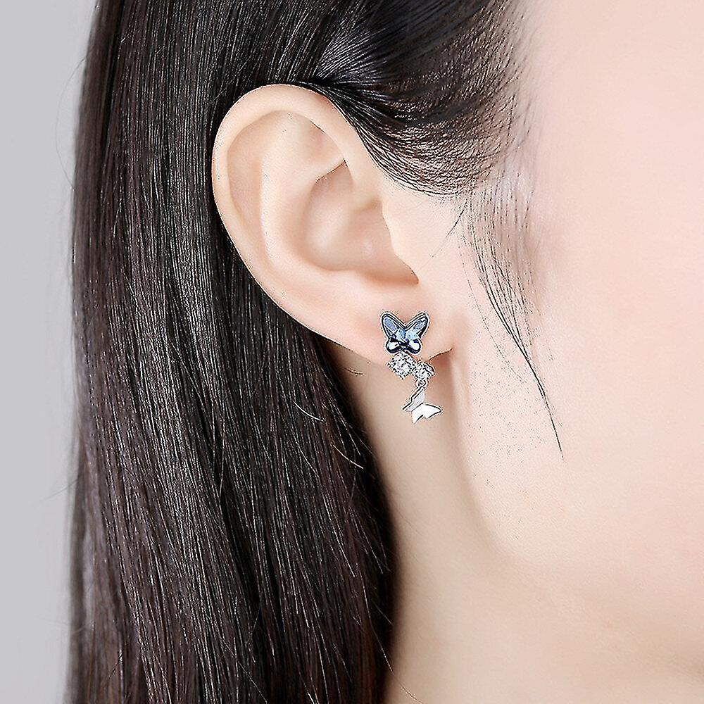 Foto 4 pulgar | Pendientes Huoguo Con Colgante De Mariposa Chapado En Plata Para Mujer - Venta Internacional.