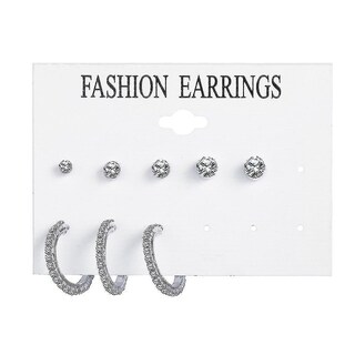 Foto 1 | Juego De Pendientes Huoguo De Aleación De Cristal De Una Sola Oreja De Metal (8 Piezas) - Venta Internacional.