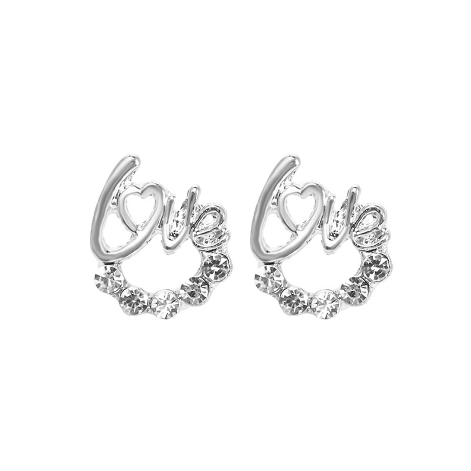 Foto 3 pulgar | Pendientes De Tuerca Huoguo Love Fashion  Metal Y Diamante  Plata S925 - Venta Internacional.