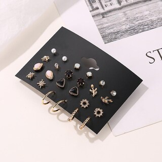 Foto 4 | Juego De Pendientes De Tuerca De 12 Piezas De Aleación Floral A La Moda Para Mujer - Venta Internacional.