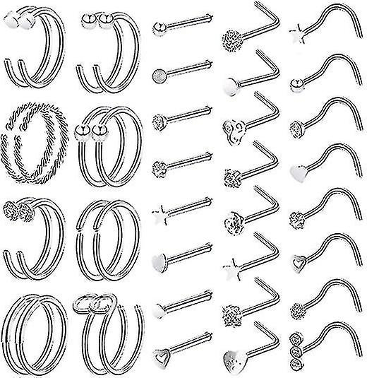 Foto 2 pulgar | Pendientes Huoguo  36 Unidades  20 G  Anillos Nasales Para Mujer De Acero Inoxidable - Venta Internacional.