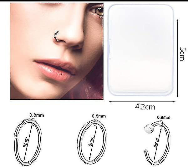 Foto 4 pulgar | Pendientes Huoguo  36 Unidades  20 G  Anillos Nasales Para Mujer De Acero Inoxidable - Venta Internacional.