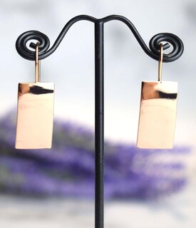 Foto 4 | Pendientes Huoguo Modernos Rectangulares De Oro Rosa Brillante En Forma De C - Venta Internacional.