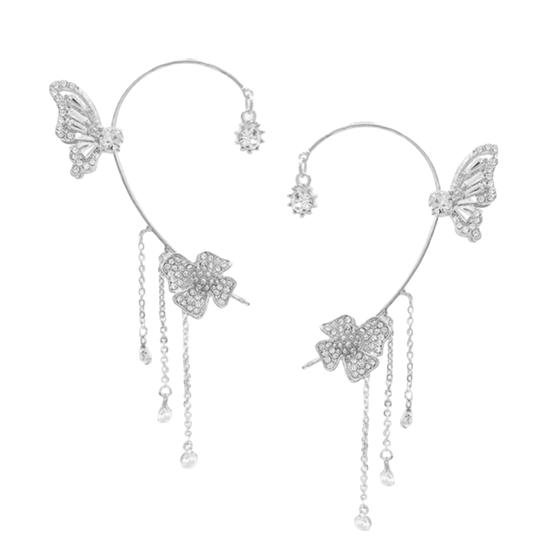Foto 2 pulgar | Aretes Xtellar De Mariposas Trepadoras En Clip Con Brillantes De Circonita - 2 Piezas Con Caja
