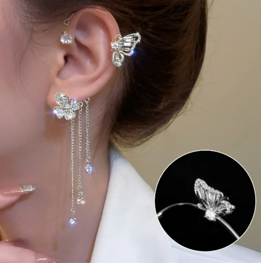 Foto 4 pulgar | Aretes Xtellar De Mariposas Trepadoras En Clip Con Brillantes De Circonita - 2 Piezas Con Caja