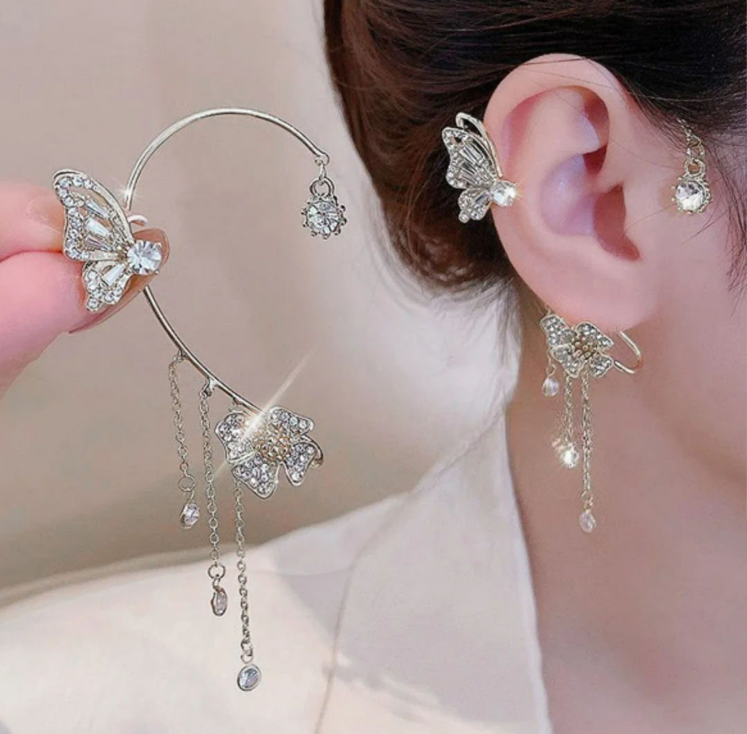 Foto 5 pulgar | Aretes Xtellar De Mariposas Trepadoras En Clip Con Brillantes De Circonita - 2 Piezas Con Caja