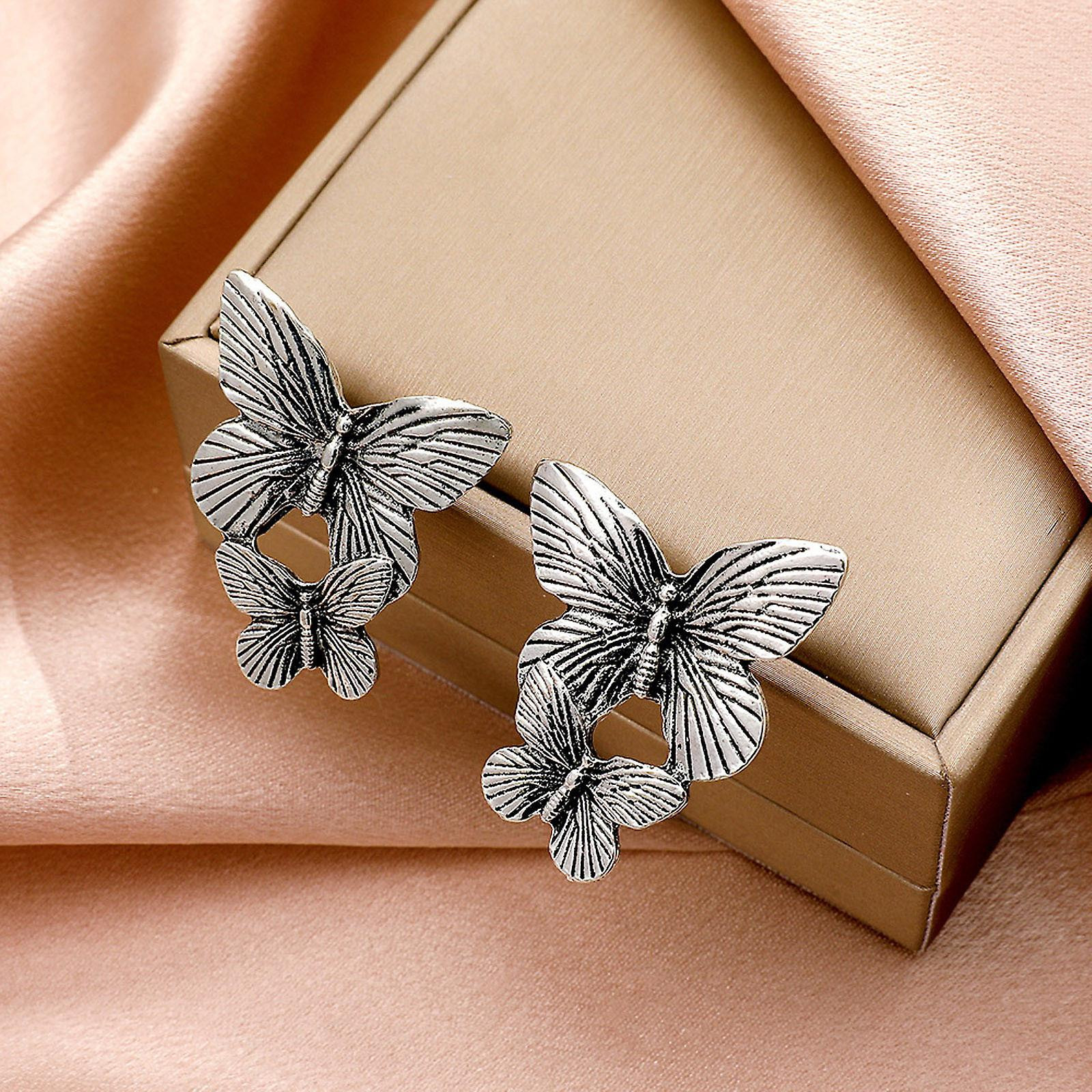 Foto 4 pulgar | Pendientes Huoguo  Modernos  De Aleación Retro  Con Forma De Mariposa  Para Mujer - Venta Internacional.