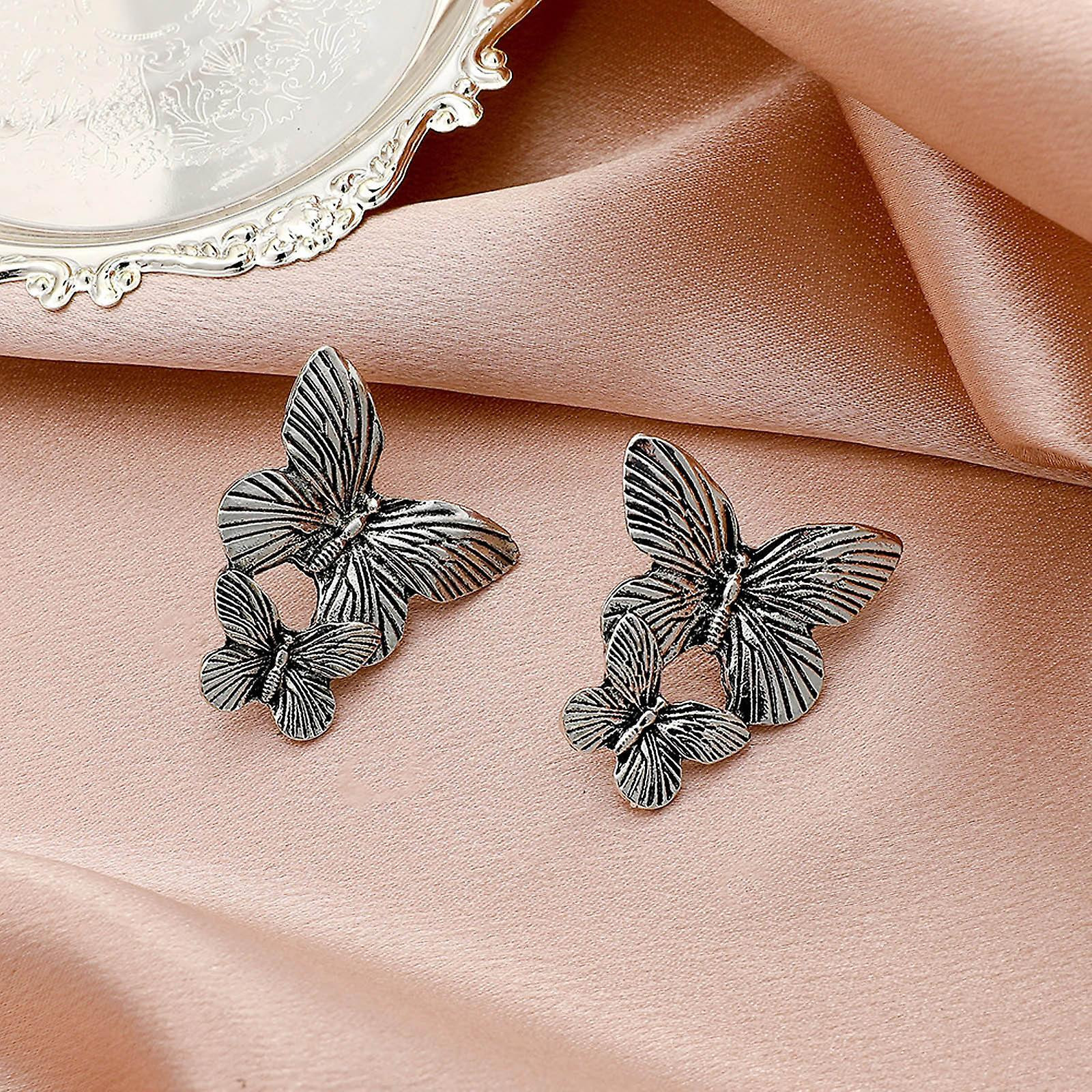 Foto 5 pulgar | Pendientes Huoguo  Modernos  De Aleación Retro  Con Forma De Mariposa  Para Mujer - Venta Internacional.