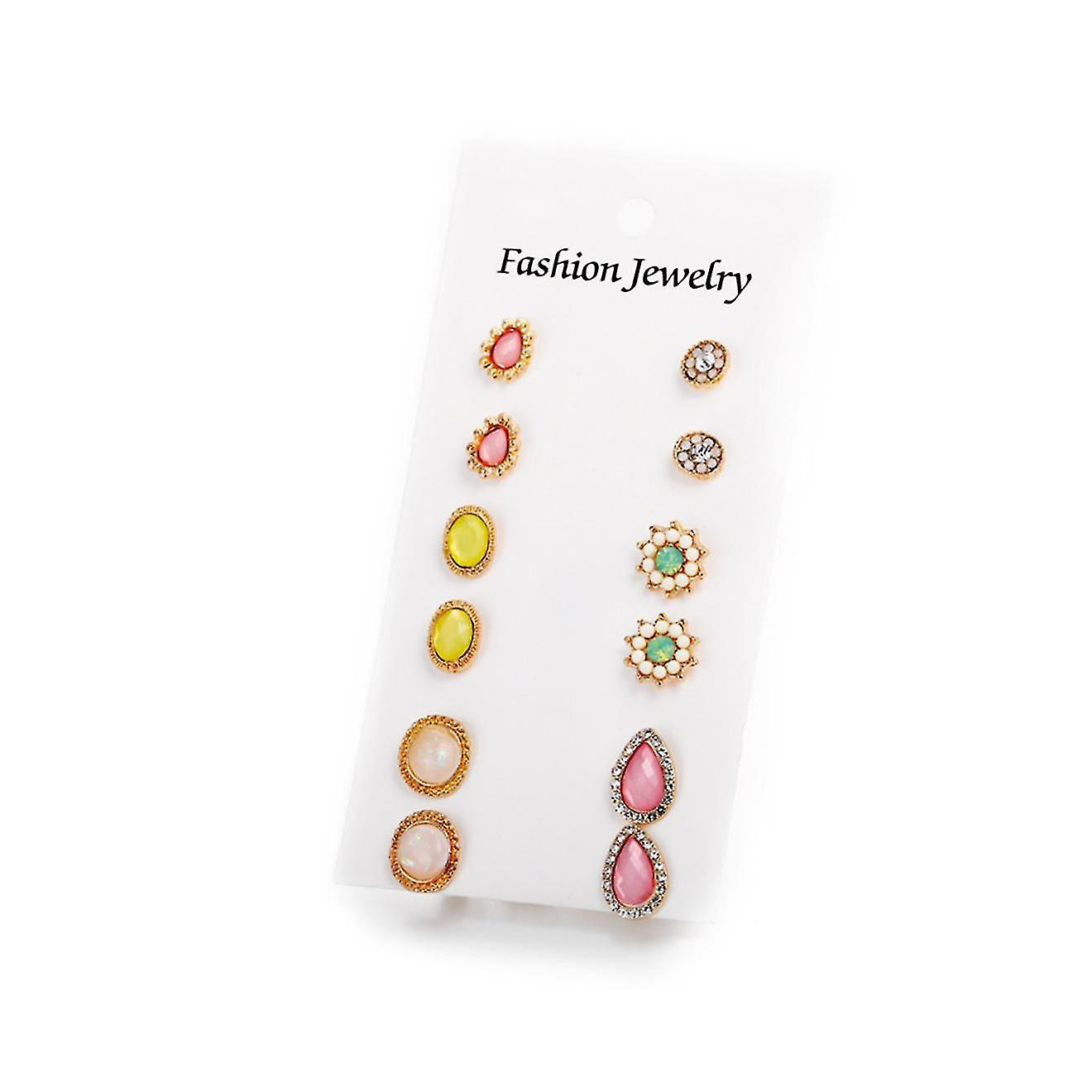 Foto 2 | Pendientes Huoguo Multielemento Con Forma De Gota De Agua  Color Amarillo (6 Unidades) - Venta Internacional.